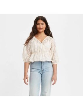 LEVIS DELILAH WRAP PUFF SLEEVE TOP